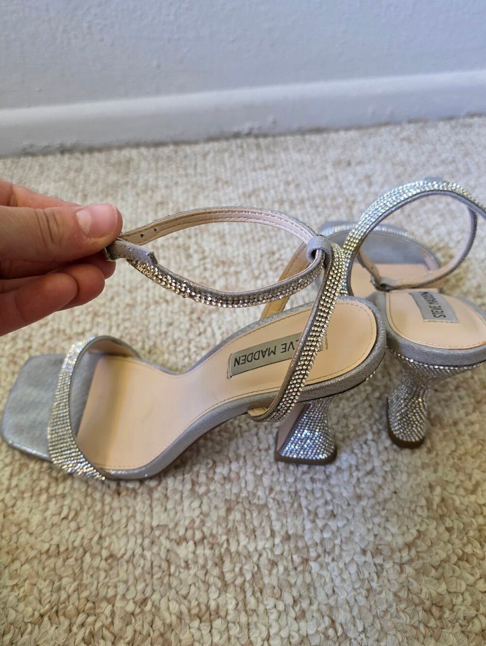 Steve Madden Lange Glam Heels Silver Rhinestones Size 8 - Picture 6 of 14
